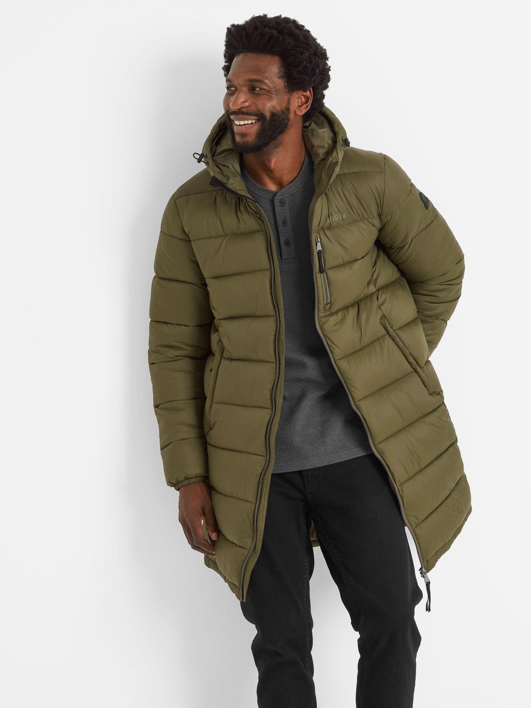 Padded long coat mens on sale