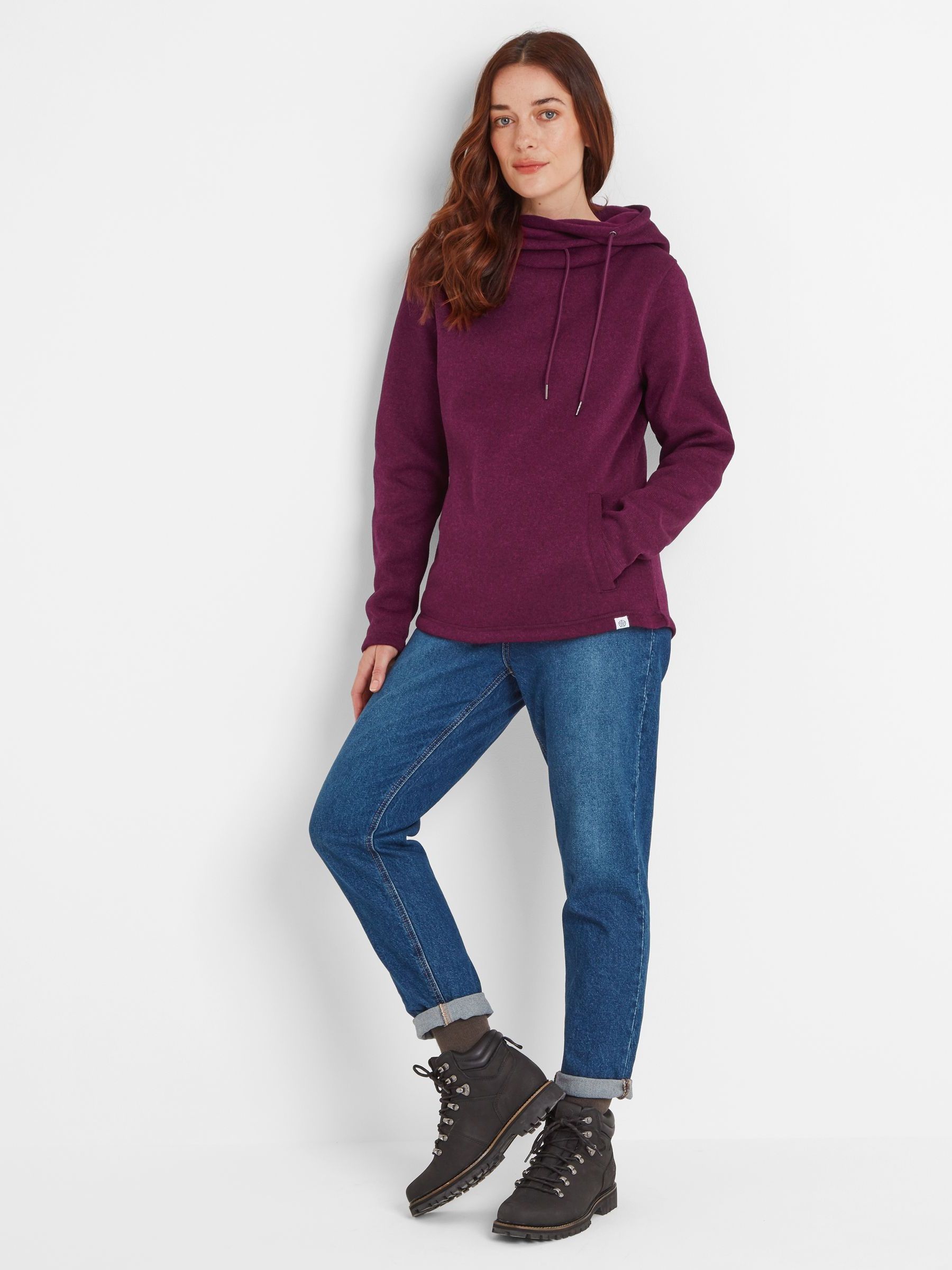 Buy Tog 24 Burgundy Red Womens Acer Knitlook Fleece Hoodie from Next Luxembourg