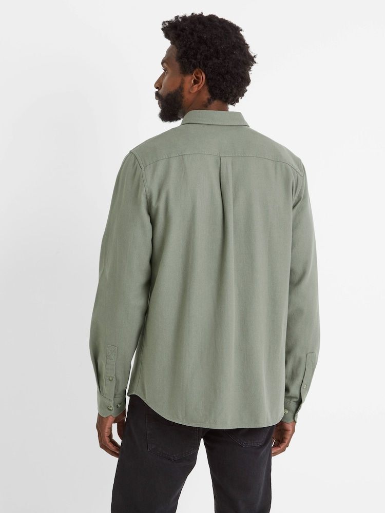 Tog 24 Green Mens Ezra Long Sleeve Faded 100% Cotton Shirt - Image 2 of 5