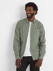 Tog 24 Green Mens Ezra Long Sleeve Faded 100% Cotton Shirt - Image 3 of 5