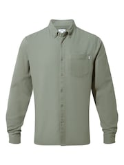 Tog 24 Green Mens Ezra Long Sleeve Faded 100% Cotton Shirt - Image 5 of 5