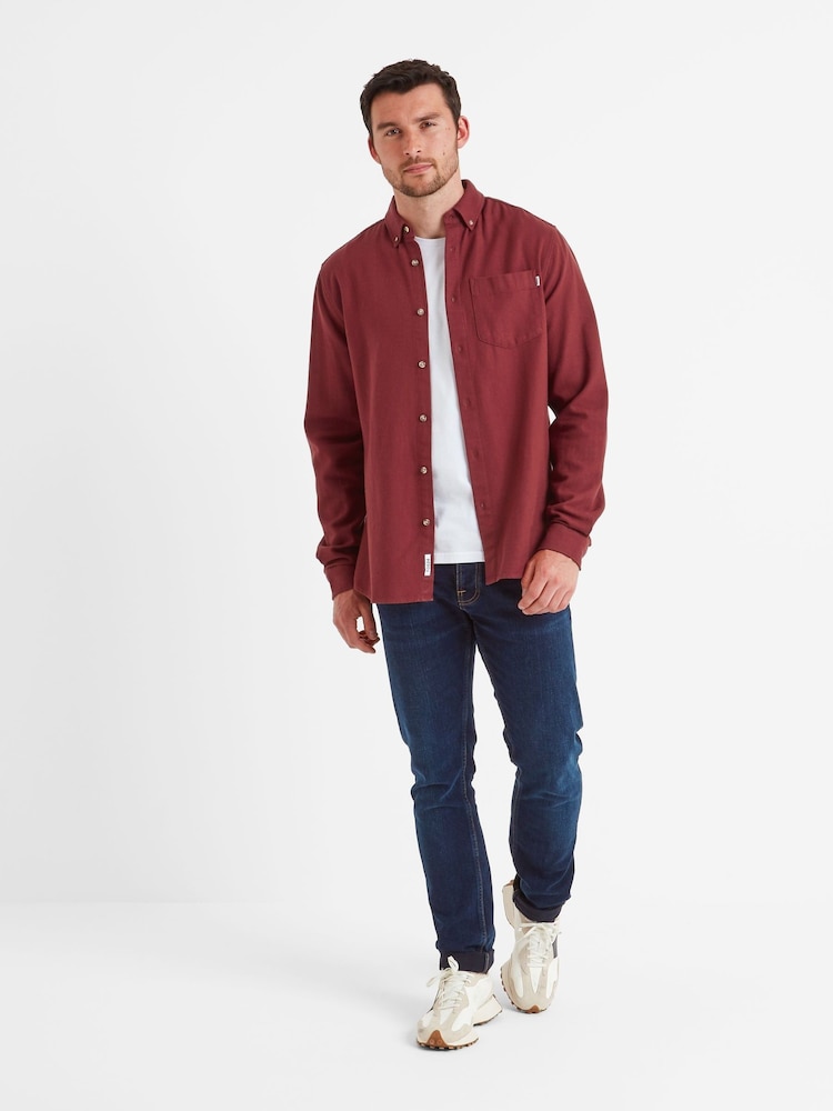 Tog 24 Red Mens Ezra Long Sleeve 100% Cotton Port Shirt - Image 1 of 5