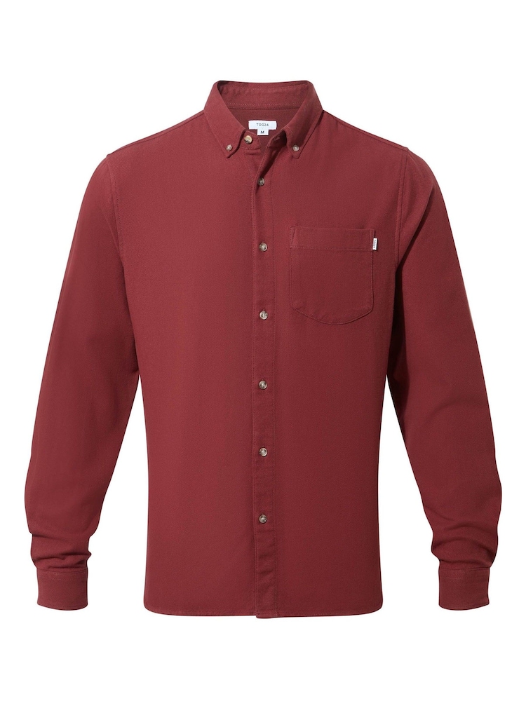 Tog 24 Red Mens Ezra Long Sleeve 100% Cotton Port Shirt - Image 5 of 5