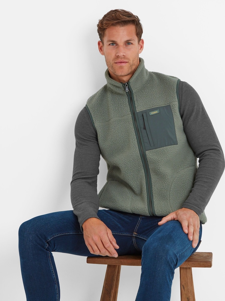 Tog 24 Green Evan Mens Sherpa Gilet - Image 4 of 6