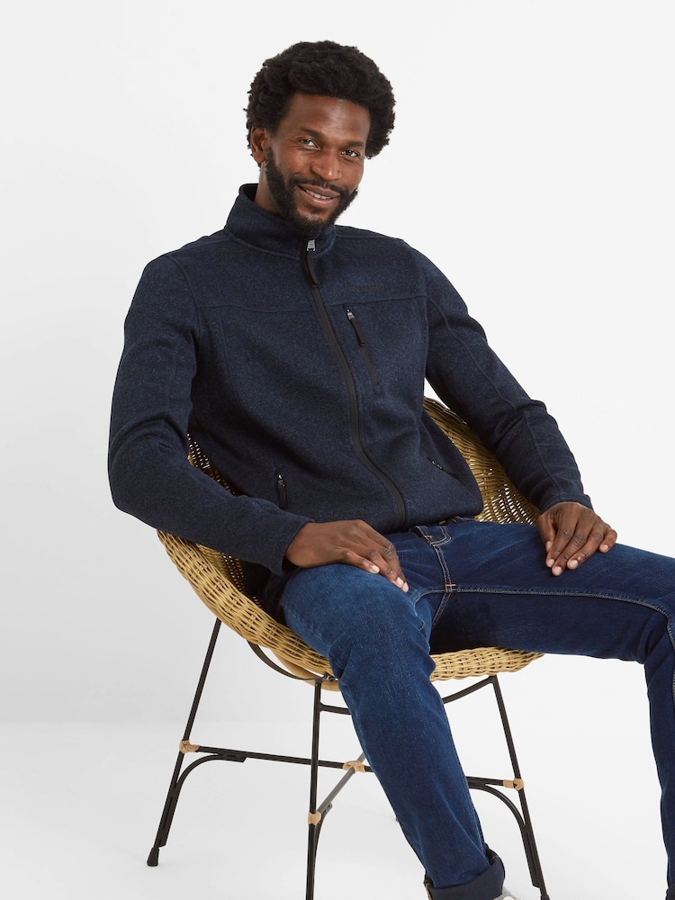 Blauw - Tog 24 Mens Cresswell Knitlook Fleece Jacket - Image 4 of 7