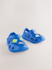 Blue Happy Face Moulded Closed Toe Touch Fastening Clogs - Image 4 of 8
