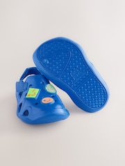 Blue Happy Face Moulded Closed Toe Touch Fastening Clogs - Image 6 of 8