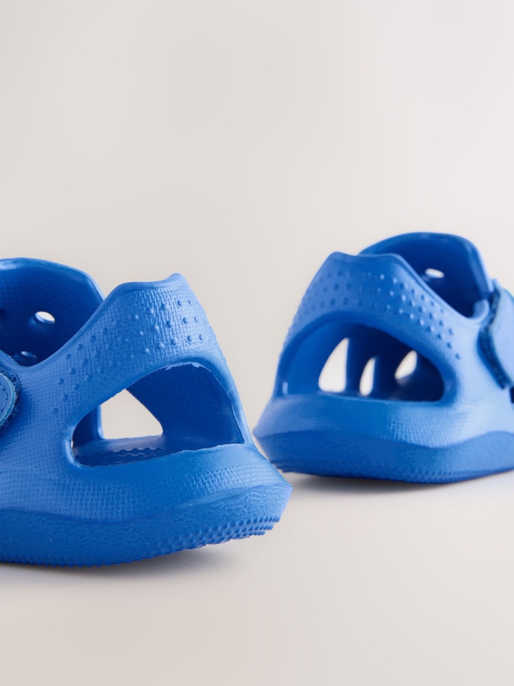 Blue Happy Face Moulded Closed Toe Touch Fastening Clogs - Image 8 of 8