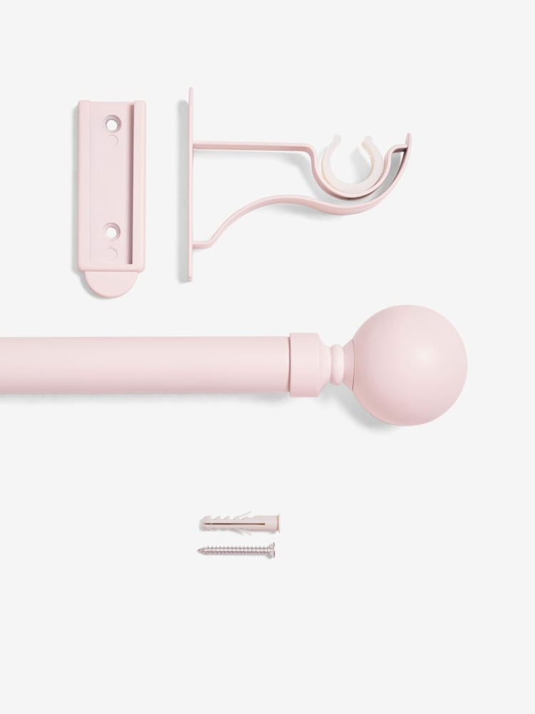 Pastel Pink Klick Fit Ball Finial Extendable Curtain Pole Kit 28mm - Image 5 of 5