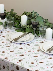 Avalon Home White Red Mistletoe and Pine 100% Cotton Tablecloth - Image 2 of 6