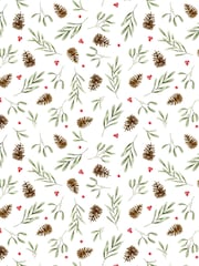 Avalon Home White Red Mistletoe and Pine 100% Cotton Tablecloth - Image 6 of 6