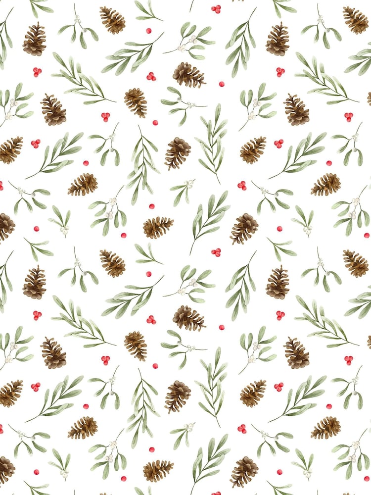 Avalon Home White Red Mistletoe and Pine 100% Cotton Tablecloth - Image 6 of 6