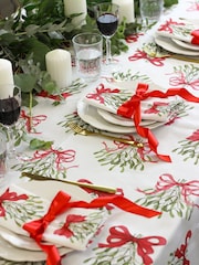 Avalon Home Cream Bows 100% Cotton Tablecloth - Image 1 of 6