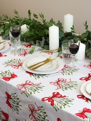 Avalon Home Cream Bows 100% Cotton Tablecloth - Image 2 of 6