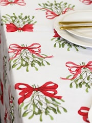 Avalon Home Cream Bows 100% Cotton Tablecloth - Image 3 of 6