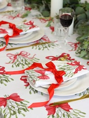 Avalon Home Cream Bows 100% Cotton Tablecloth - Image 4 of 6