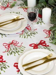 Avalon Home Cream Bows 100% Cotton Tablecloth - Image 5 of 6