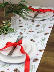 Avalon Home White Red Mistletoe and Pine 100% Cotton Table Runner - Image 3 of 6