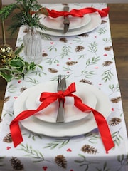 Avalon Home White Red Mistletoe and Pine 100% Cotton Table Runner - Image 5 of 6