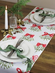 Avalon Home Cream Bows Table 100% Cotton Runner - Image 1 of 6