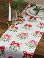 Avalon Home Cream Bows Table 100% Cotton Runner - Image 4 of 6