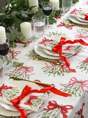 Avalon Home Cream Bows 100% Cotton Pair of Napkins - Image 2 of 6