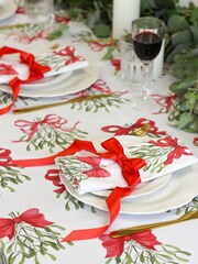 Avalon Home Cream Bows 100% Cotton Pair of Napkins - Image 4 of 6