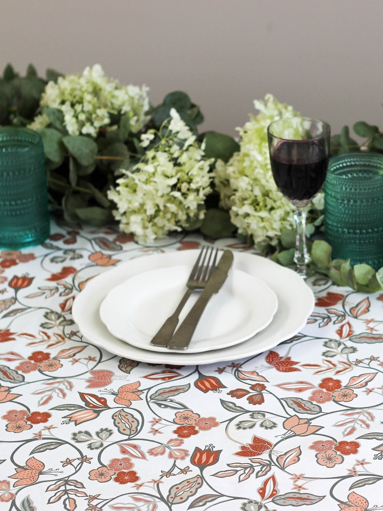 Avalon Home Rust Brown Vintage 100% Cotton Tablecloth - Image 2 of 6