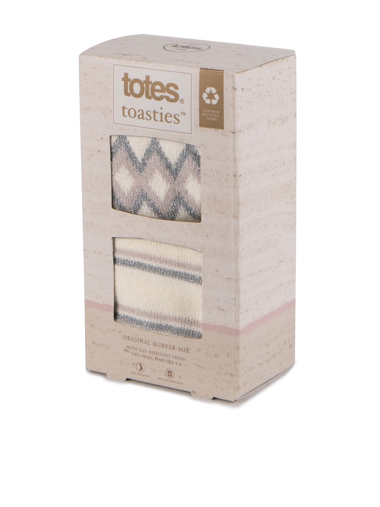 Totes Cream Original Ladies Slipper Socks 2 Pack - Image 2 of 5