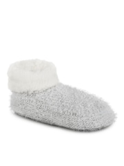 Totes Grey Ladies Knitted Texture Winter Bootie Slippers - Image 3 of 5