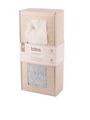 Totes Grey Ladies Knitted Texture Winter Bootie Slippers - Image 5 of 5