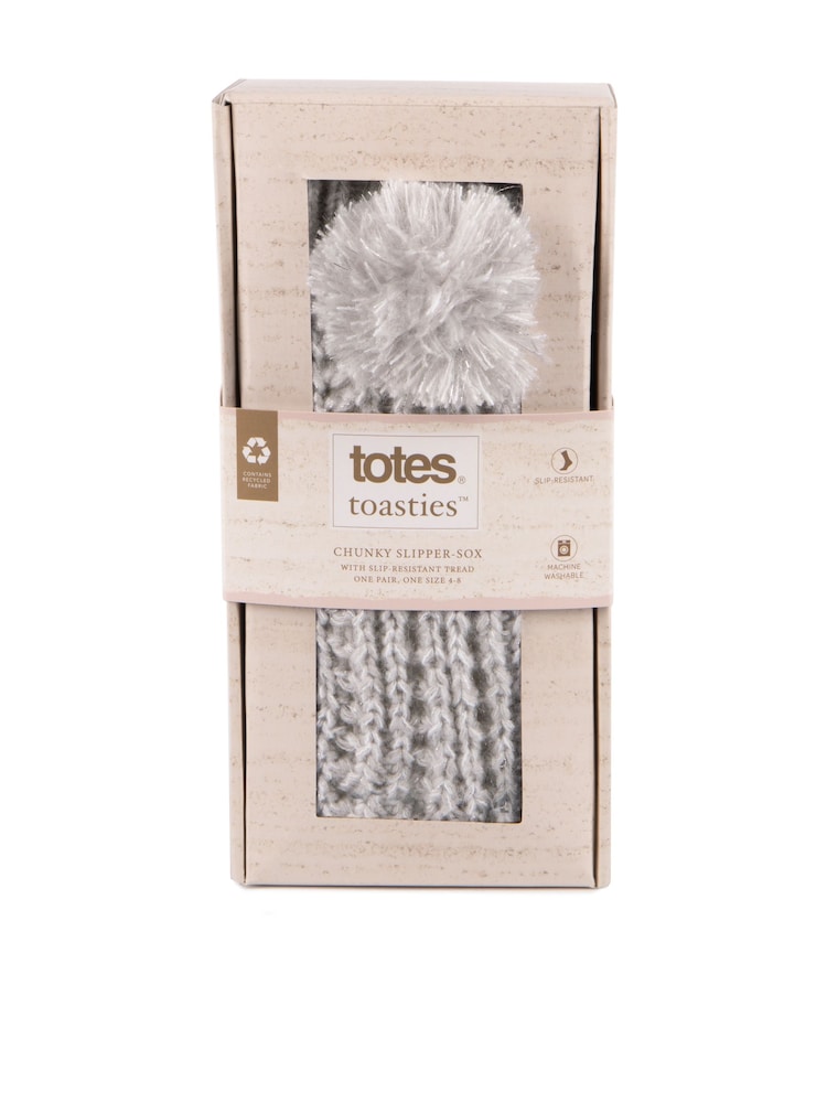 Totes Ladies Sparkle Winter Slipper Socks with Pom Pom - Imagen 5 de 5