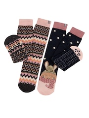 Totes Black Original Ladies Slipper Socks 2 Pack - Image 1 of 5