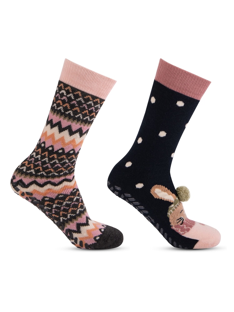 Totes Black Original Ladies Slipper Socks 2 Pack - Image 5 of 5 Totes Black Original Ladies Slipper Socks 2 Pack - Image 5 of 5