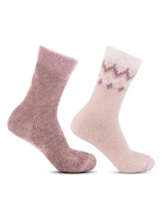 Totes Ladies Fairisle Pattern and Chenille Winter Slipper Socks 2 Pack - Изображение 4 из 5