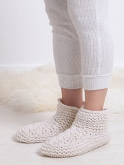 Totes Cream Toasties Ladies Chunky Winter Knitted Booties - Image 1 of 5