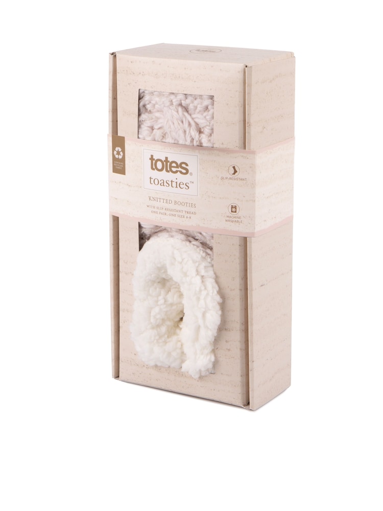 Totes Cream Toasties Ladies Chunky Winter Knitted Booties - Image 5 of 5