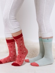 Totes Red Ladies Original Slipper Socks 3 Pack - Image 3 of 5