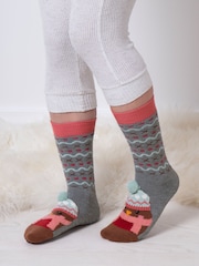 Totes Red Ladies Original Slipper Socks 3 Pack - Image 4 of 5