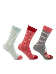 Totes Red Ladies Original Slipper Socks 3 Pack - Image 5 of 5
