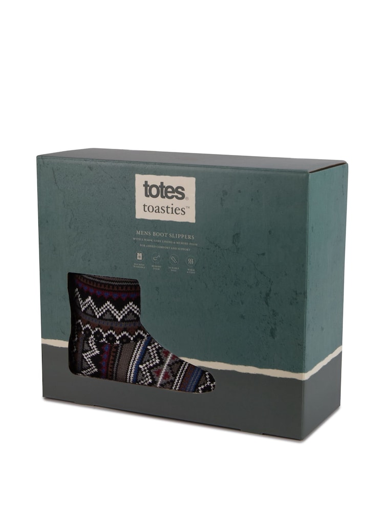 Totes Mens Knitted Boot Slippers - Image 5 of 5