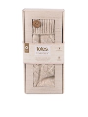 Totes Natural Ladies Knit Slipper Socks with Button - Image 5 of 5