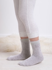 Totes Grey Ladies Fairisle Pattern and Chenille Winter Slipper Socks 2 Pack - Image 2 of 5