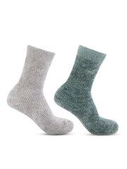 Totes Grey Ladies Fairisle Pattern and Chenille Winter Slipper Socks 2 Pack - Image 4 of 5