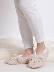 Totes Natural Ladies Novelty Footsie Slippers - Image 1 of 5