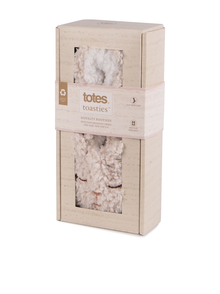 Totes Natural Ladies Novelty Footsie Slippers - Image 5 of 5