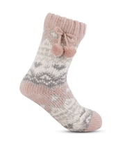 Totes Ladies Fairisle Pattern Chenille Winter Slipper Socks - Imagen 3 de 5