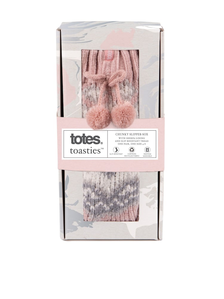 Totes Ladies Fairisle Pattern Chenille Winter Slipper Socks - Slika 5 iz 5 Totes Ladies Fairisle Pattern Chenille Winter Slipper Socks - Slika 5 iz 5