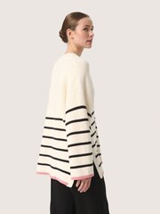 Soaked in Luxury Loose Fit Musling V-Neck Pullover White Jumper - Image 2 of 6