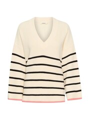 Soaked in Luxury Loose Fit Musling V-Neck Pullover White Jumper - Image 5 of 6